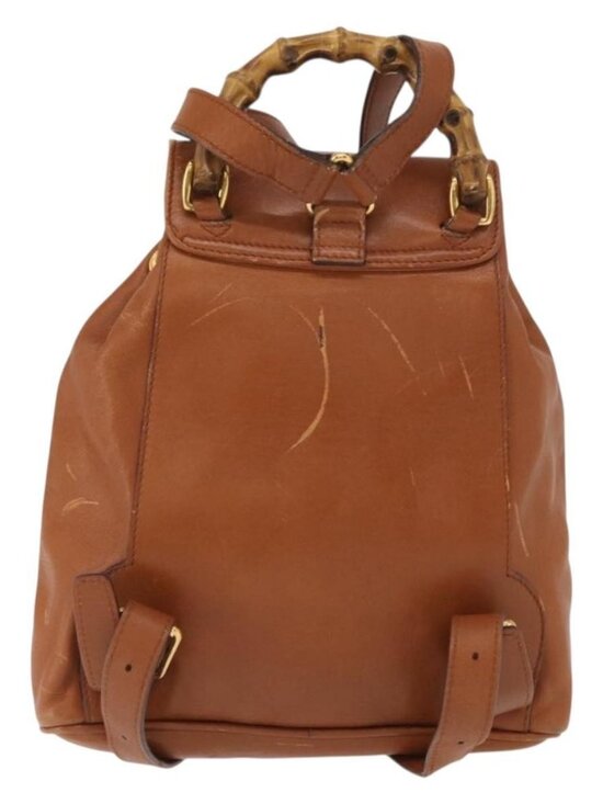 GUCCI Bamboo Backpack Leather Brown Gold 003 1956 0030 Auth 153732 main image 14